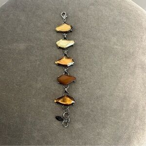 Brown Amber yellow copper bronze coloured irregular shaped gem jewelled bracelet